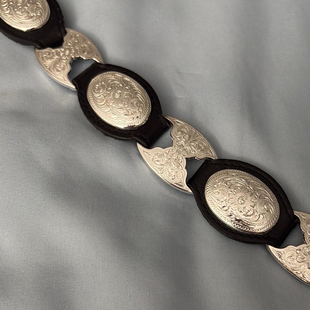 Silver and Black Western Belt